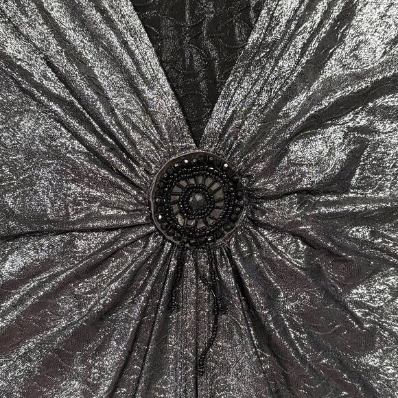 Studio 1940 Top 3/4 Sleeve Metallic Y2K Disco Retro Glam Party Silver 14/16W - Picture 5 of 6